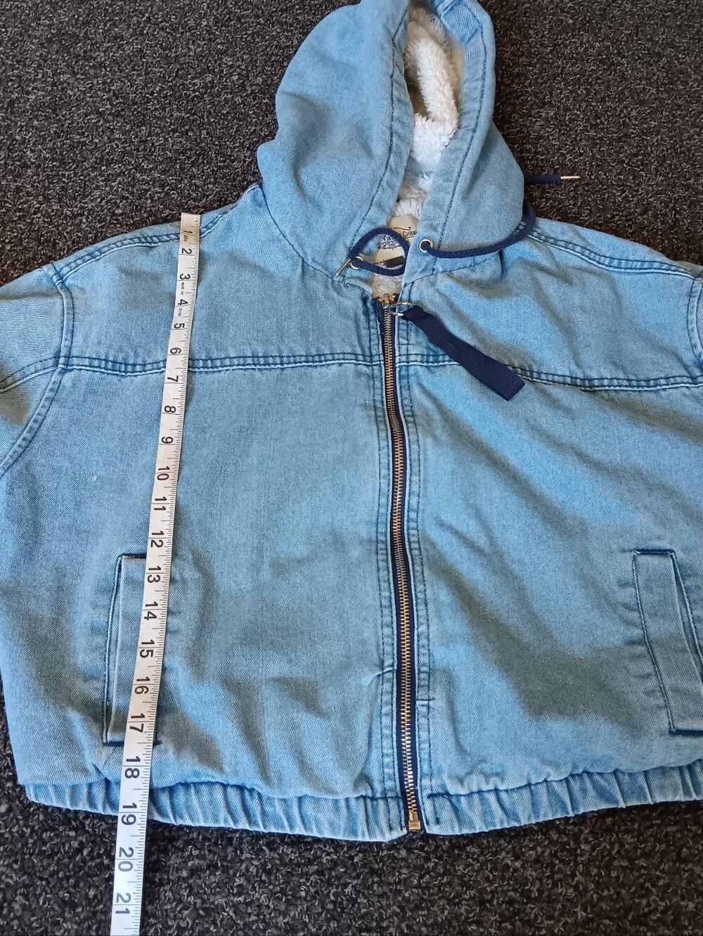 Ashley Vintage Charm Lined Cropped Denim Jacket, Full Zip Womens XL Extra Large - Picture 9 of 10